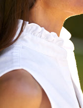 Ruffle Fiona Sleeveless Button- Up Shirt- White
