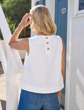 Shell Tank- White Tattered Denim