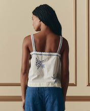 The Weekend Tank w/ Hanky Embroidery-  Cream