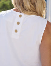 Shell Tank- White Tattered Denim