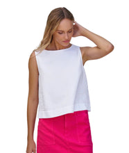 Shell Tank- White Tattered Denim