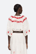 Catharina Embroidered Bubble Top- Cream
