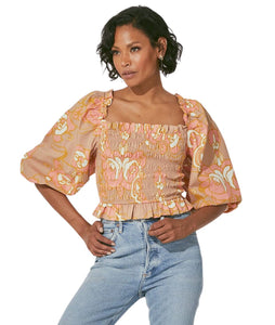 Morgan Blouse- Abstract Rose Print