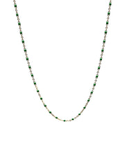 Green Beaded Enamel Necklace- Gold