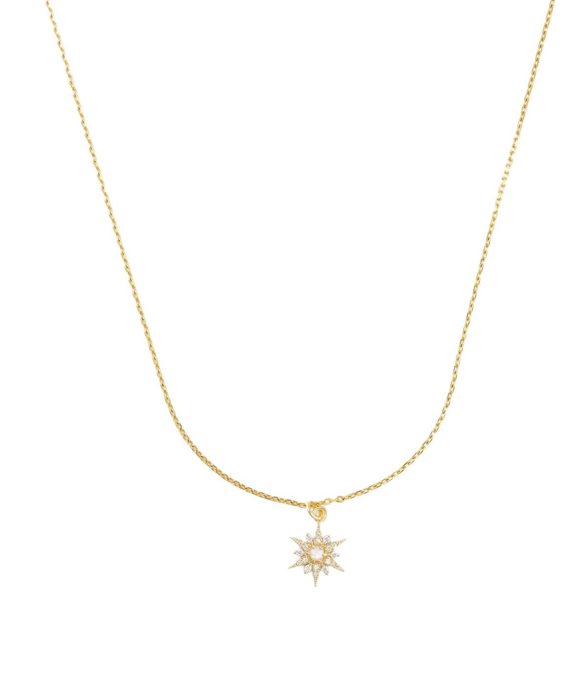 Golden Opal Charm Necklace- Opal Starburst