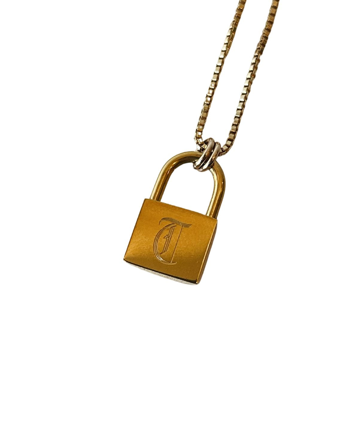 Initial Lock Padlock Necklace