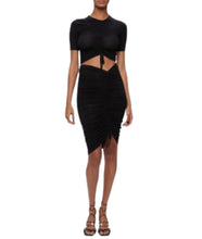 Anya Matte Jersey Ruched Midi Skirt- Black