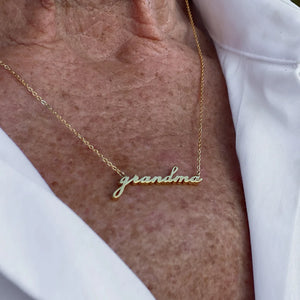 Grandma Script Necklace- 14K Gold Plated